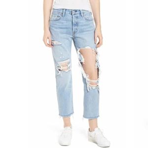 Levi’s 501 ripped crop skinny ankle jeans